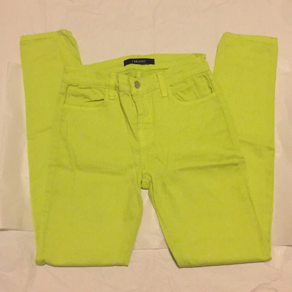 J Brand Sz 28 Super Skinny Lime Green Pants